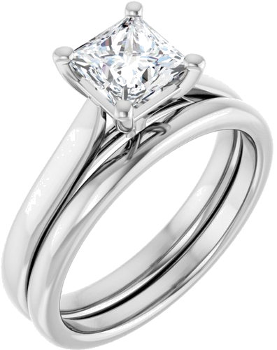 14K White 5.5 mm Square Engagement Ring Mounting (6)