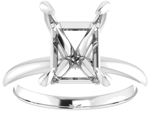Platinum  10x8 mm Emerald Solitaire Engagement Ring Mounting (3)