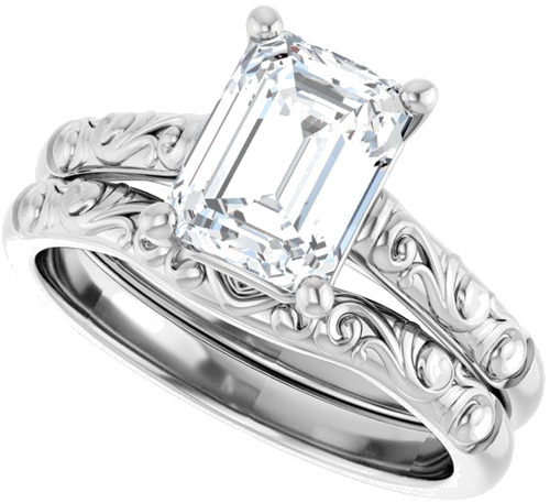 Sužadėtuvių Žiedas „Solitaire“ 417 Baltojo Aukso Emerald 8mm x 6mm (10)