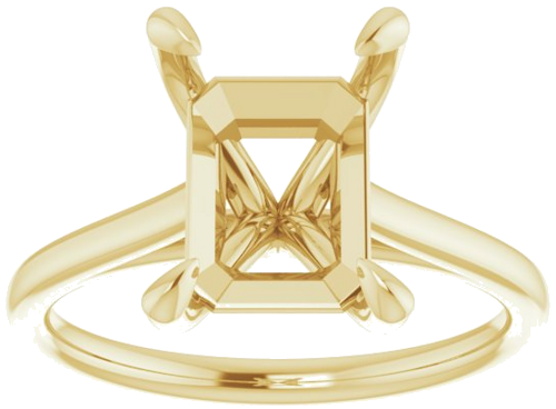 14K Yellow  10x8 mm Emerald Solitaire Engagement Ring Mounting (3)