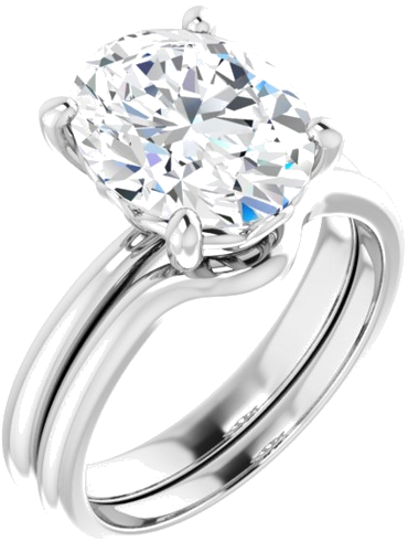 Sužadėtuvių Žiedas „Solitaire“ 585 Baltojo Aukso Oval 11mm x 9mm (6)