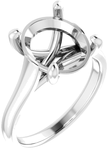 14K White 12x10 mm Oval Solitaire Engagement Ring Mounting (1)