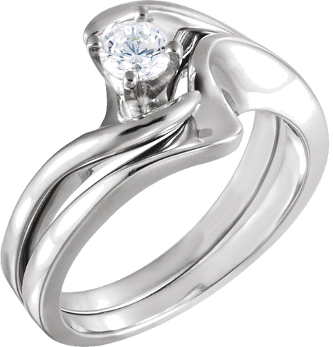 Sužadėtuvių Žiedas „Solitaire“ 585 Baltojo Aukso Round 4.1mm (5)