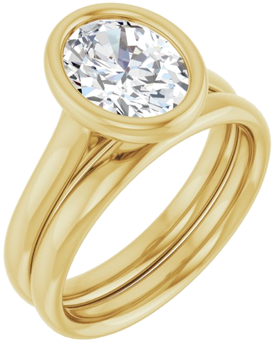 Sužadėtuvių Žiedas „Bezel-Set Solitaire“ 585 Geltonojo Aukso Oval 9mm x 7mm (6)
