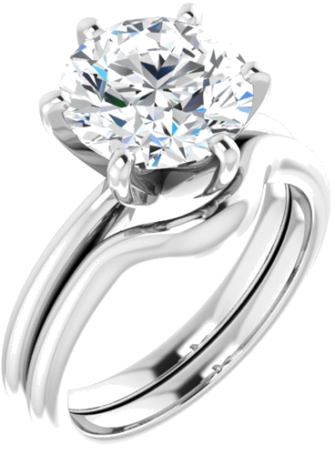 10K White  9.4 mm Round Solitaire Engagement Ring Mounting (6)