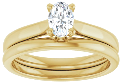 Sužadėtuvių Žiedas „Solitaire“ 585 Geltonojo Aukso Oval 6mm x 4mm (8)