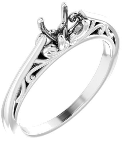14K White 5.2 mm Round Engagement Ring Mounting (1)