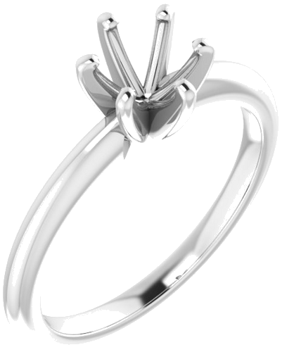 14K White  5.8 mm Round Solitaire Engagement Ring Mounting (1)