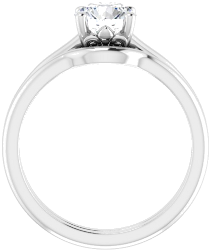 Sužadėtuvių Žiedas „Solitaire Fleur De Lis“ 585 Baltojo Aukso Round 6.5mm (7)