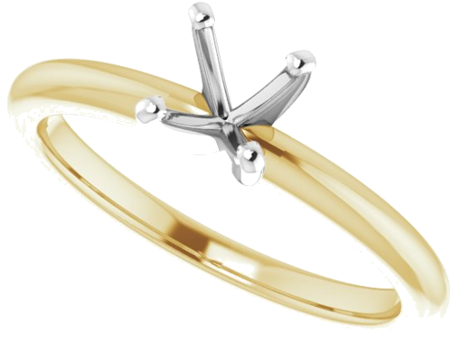 14K Yellow   White  5.5 mm Round Solitaire Engagement Ring Mounting (5)