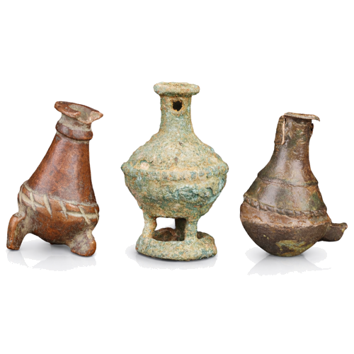 Bactrian Bronze Kohl Vessels - Group of Three Cosmetic Flasks (c. 2nd–1st Millennium BC) (1)