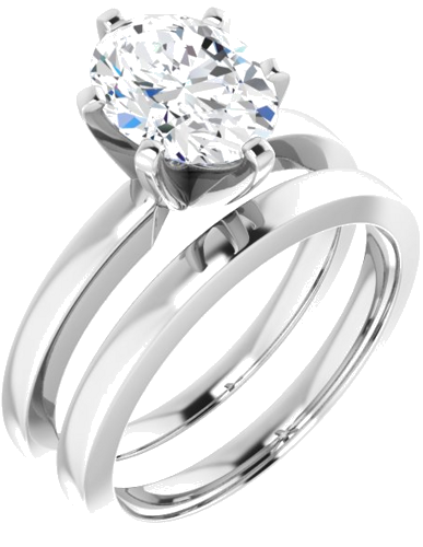 14K White 9x7 mm Oval Solitaire Engagement Ring Mounting (6)