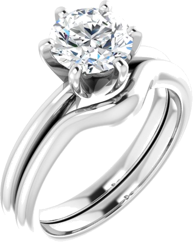 Sužadėtuvių Žiedas „Solitaire“ 585 Baltojo Aukso Round 7mm (6)
