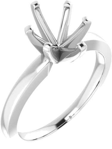 14K White 9x7 mm Oval Solitaire Engagement Ring Mounting (1)