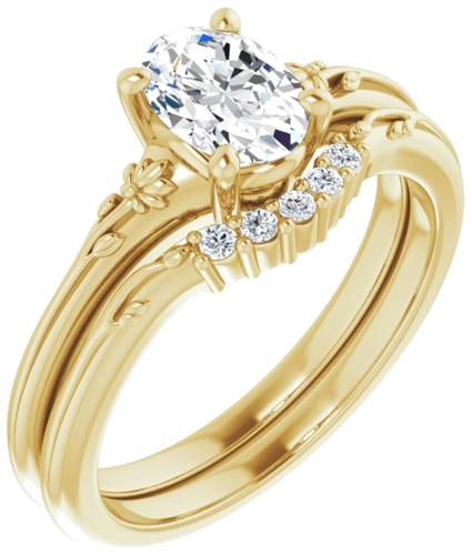 Sužadėtuvių Žiedas „Solitaire“ 585 Geltonojo Aukso Oval 7mm x 5mm (6)