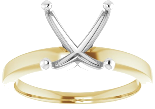 14K Yellow White 8 mm Asscher Solitaire Engagement Ring Mounting (3)