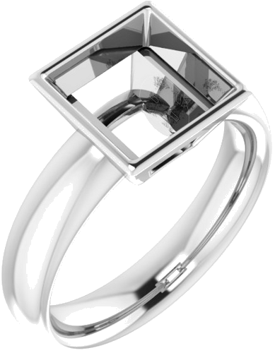 Sužadėtuvių Žiedas „Bezel-Set Solitaire“ 585 Baltojo Aukso Square 8mm (1)