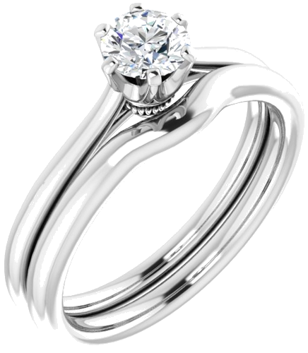 Sužadėtuvių Žiedas „Solitaire“ 585 Baltojo Aukso Round 4.8mm (6)