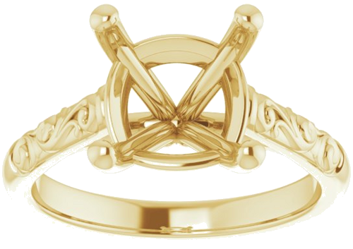 14K Yellow 9 mm Cushion Solitaire Engagement Ring Mounting (3)