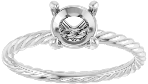 14K White 6.5 mm Round Solitaire Engagement Ring Mounting (3)