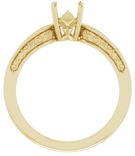 Sužadėtuvių Žiedas „Floral Solitaire“ 585 Geltonojo Aukso Round 5.8mm (2)