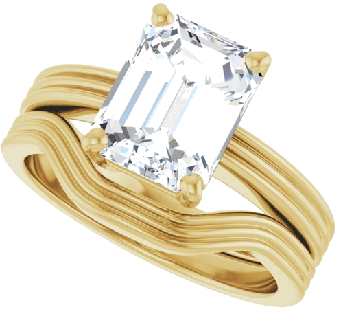 Sužadėtuvių Žiedas „Solitaire“ 585 Geltonojo Aukso Emerald 9mm x 7mm (10)