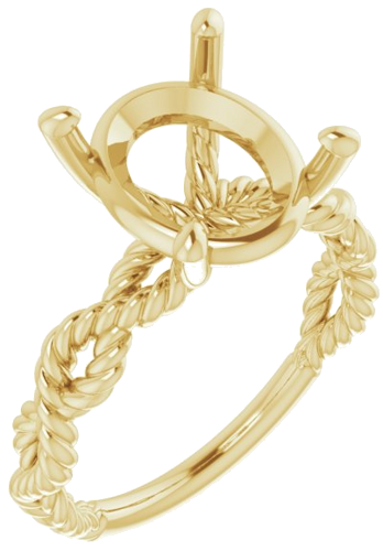 Sužadėtuvių Žiedas „Solitaire Twisted Rope“ 14k yellow gold Oval 12mm x 10mm (1)