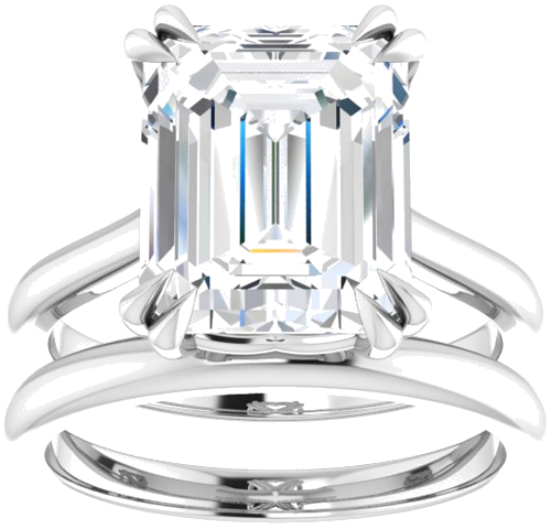 Platinum 11x9 mm Emerald Solitaire Engagement Ring Mounting (8)