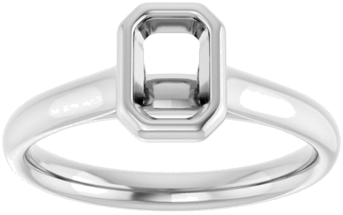 Sužadėtuvių Žiedas „Bezel-Set Solitaire“ 585 Baltojo Aukso Emerald 6mm x 4mm (3)