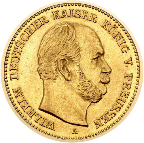 5 Markės Wilhelmas I (1877-1878) Vokietijos imperija auksinė moneta (1)