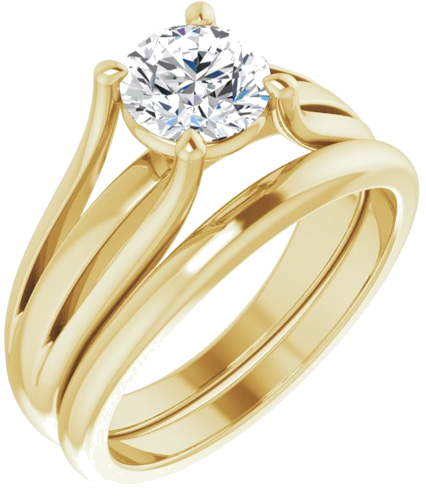 14K Yellow 6.5 mm Round Solitaire Engagement Ring Mounting (6)