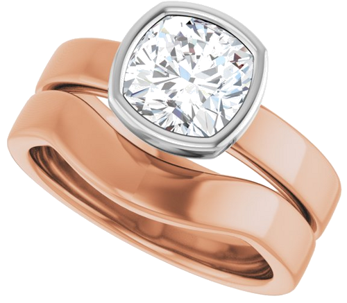 Sužadėtuvių Žiedas „Solitaire“ 585 Baltojo Ir Rožinis Aukso Cushion 7mm (10)