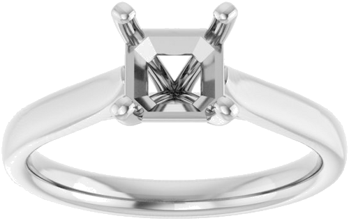 14K White 6 mm Asscher Engagement Ring Mounting (3)