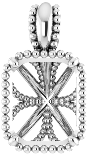 Pakabukas „Beaded“ 585 Baltojo Aukso Emerald 10mm x 8mm (1)