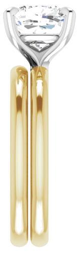 14K Yellow White 8 x 8 mm Cushion Engagement Ring Mounting (9)