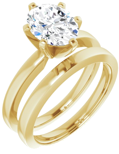 Sužadėtuvių Žiedas „Solitaire“ 585 Geltonojo Aukso Oval 9mm x 7mm (6)