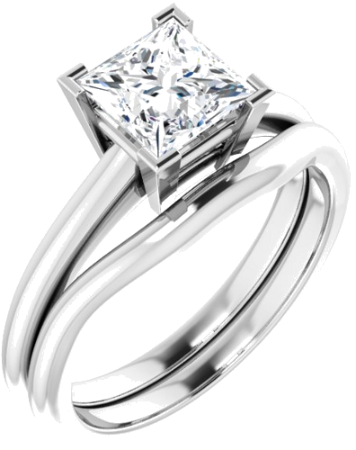 Platinum 6 mm Square Solitaire Engagement Ring Mounting (6)