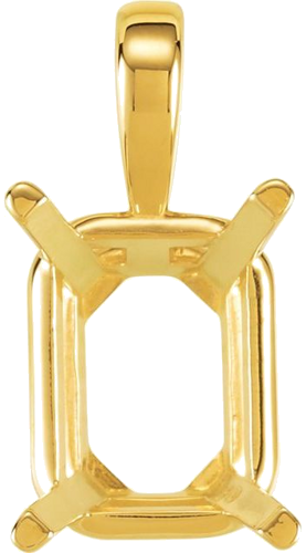 14K Yellow 6x4 mm Emerald 4-Prong Pendant Mounting (1)