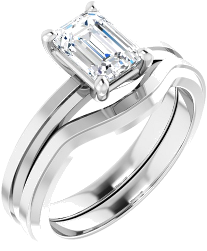 14K White 7x5 mm Emerald Solitaire Engagement Ring Mounting (6)