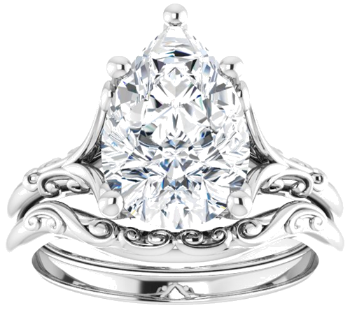 14K White 12x8 mm Pear Solitaire Engagement Ring Mounting (8)