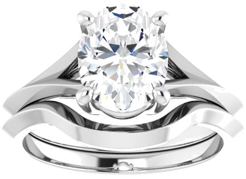 14K White 9x7 mm Oval Solitaire Engagement Ring Mounting (8)