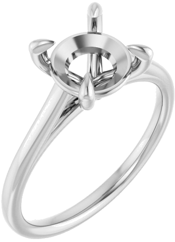 14K White  8 mm Round Solitaire Engagement Ring Mounting (1)