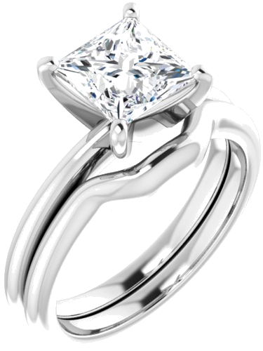 14K White  6.5x6.5 mm Square Solitaire Engagement Ring Mounting (6)