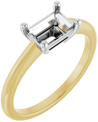 14K Yellow White 7x5 mm Emerald Solitaire Engagement Ring Mounting (1)