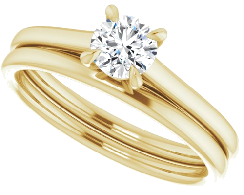 14K Yellow  4.8 mm Round Solitaire Engagement Ring Mounting (10)