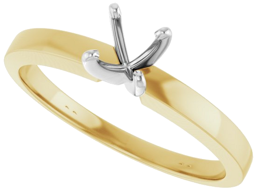 Sužadėtuvių Žiedas „Solitaire“ 585 Baltojo Ir Geltonojo Aukso Round 4.2mm x 4.9mm (5)