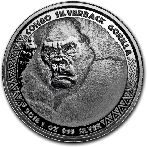 2018 Сребърна монета от 1 унция Silverback Gorilla Kong (1)