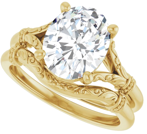 Sužadėtuvių Žiedas „Split Shank“ 585 Geltonojo Aukso Oval 10mm x 8mm (10)