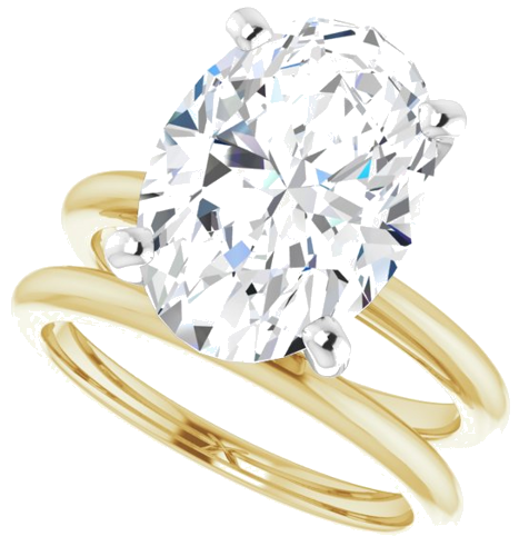 14K Yellow   White  14x10 mm Oval Solitaire Engagement Ring Mounting (10)