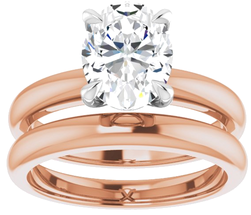 14K Rose White 9x7 mm Oval Solitaire Engagement Ring Mounting (8)